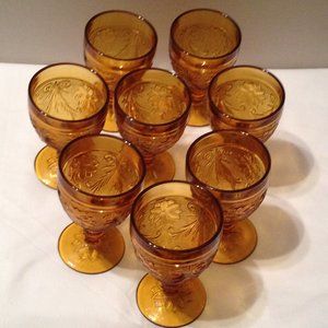A Tiara Exclusive Set of 8 Amber Goblet Glasses